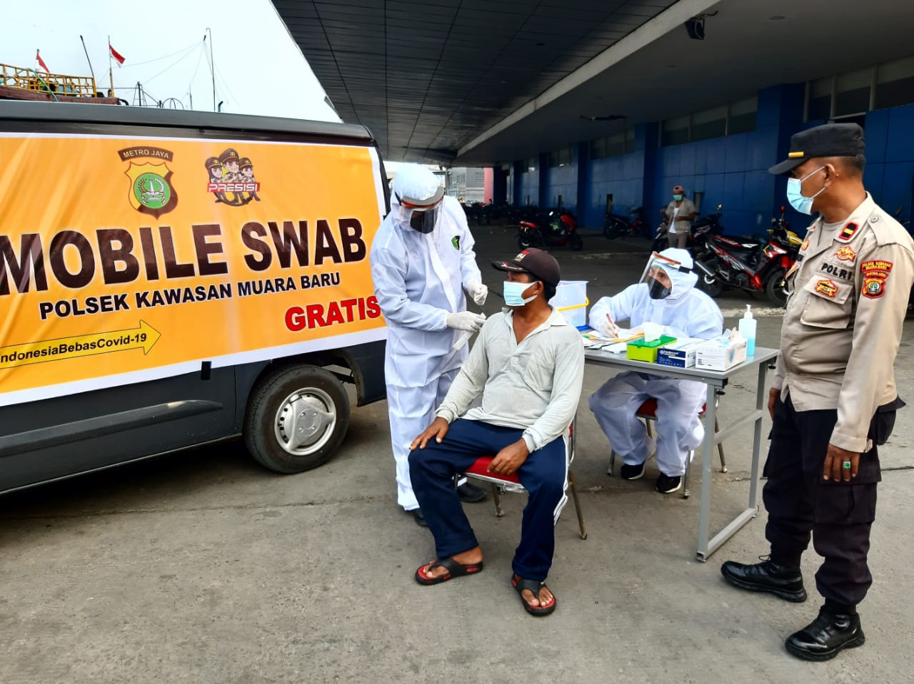 Polsek Kawasan Muara Baru Gelar Rapid Test Para Pekerja di Pelabuhan