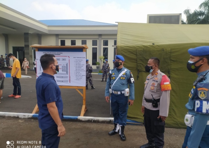 Saling Bersinergi, Kapolsek Kelapa Gading Monitoring Giat Sejuta Vaksin di Mako Puspomal