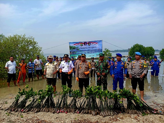 Kapolres Kepulauan Seribu dan Para Pejabat Utama Polres Rayakan HUT Polairud ke-73 dengan Tanam 500 Bibit Pohon Mangrove di Pulau Untung Jawa