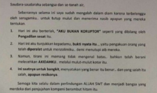 Nyatakan Dirinya Bukan Koruptor, Irjen Pol Napoleon Buat Surat Terbuka