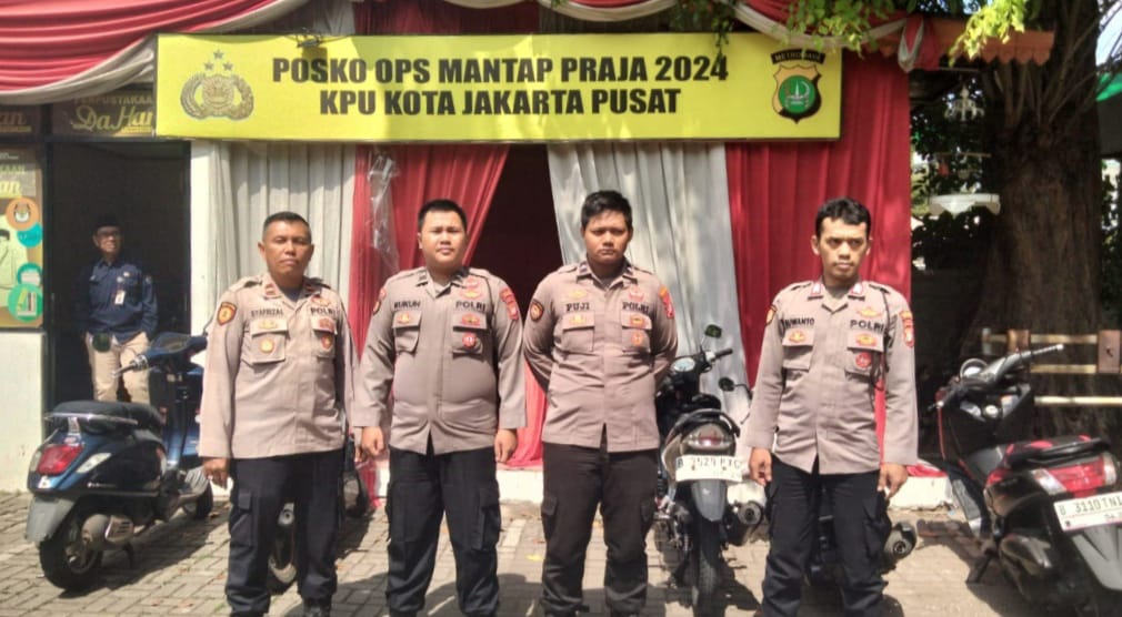 Polsek Sawah Besar Lakukan Pengamanan di Posko Mantap Praja KPU Kota Jakarta Pusat