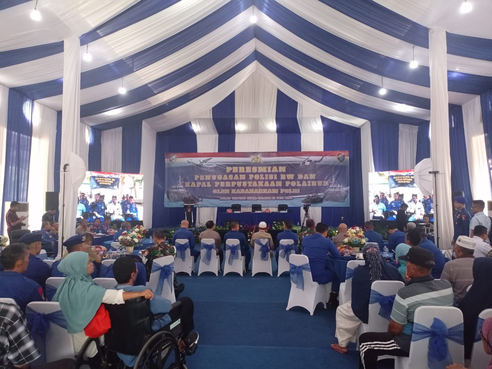 Peresmian Penugasan Polisi RW dan Kapal Perpustakaan Polairud di Pulau Untung Jawa, Kepulauan Seribu Selatan