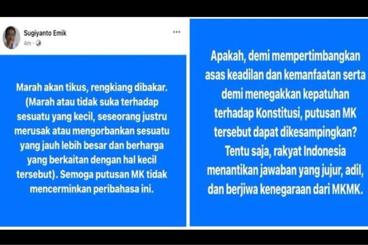 SURAT TERBUKA UNTUK MAJELIS KEHORMATAN MAHKAMAH KONSTITUSI (MK)