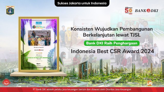 Konsisten Wujudkan Pembangunan Berkelanjutan lewat TJSL, Bank DKI Raih Penghargaan Indonesia Best CSR Award 2024