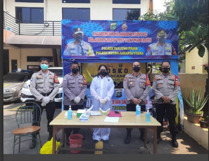 Sebanyak 50 Pemudik, Ikuti Swab Test di Mapolsek Tanjung Priok