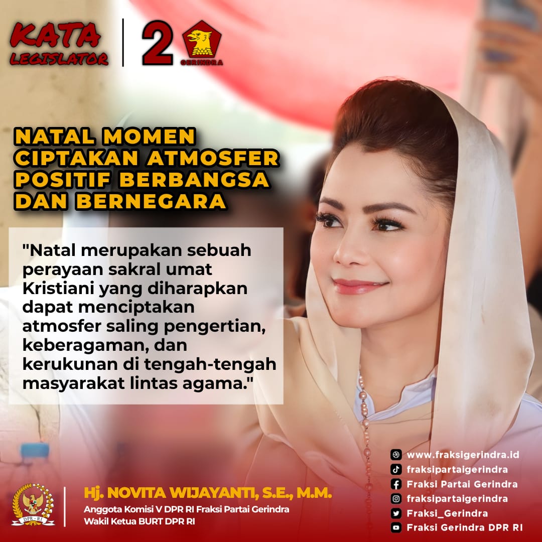 Novita Wijayanti: Natal Momen Ciptakan Atmosfer Positif Berbangsa dan Bernegara