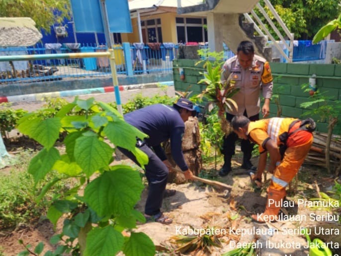 Bripka Marwansyah, Bhabinkamtibmas Pulau Pramuka, Gerak Cepat Tangani Polusi Udara dengan Penanaman Pohon